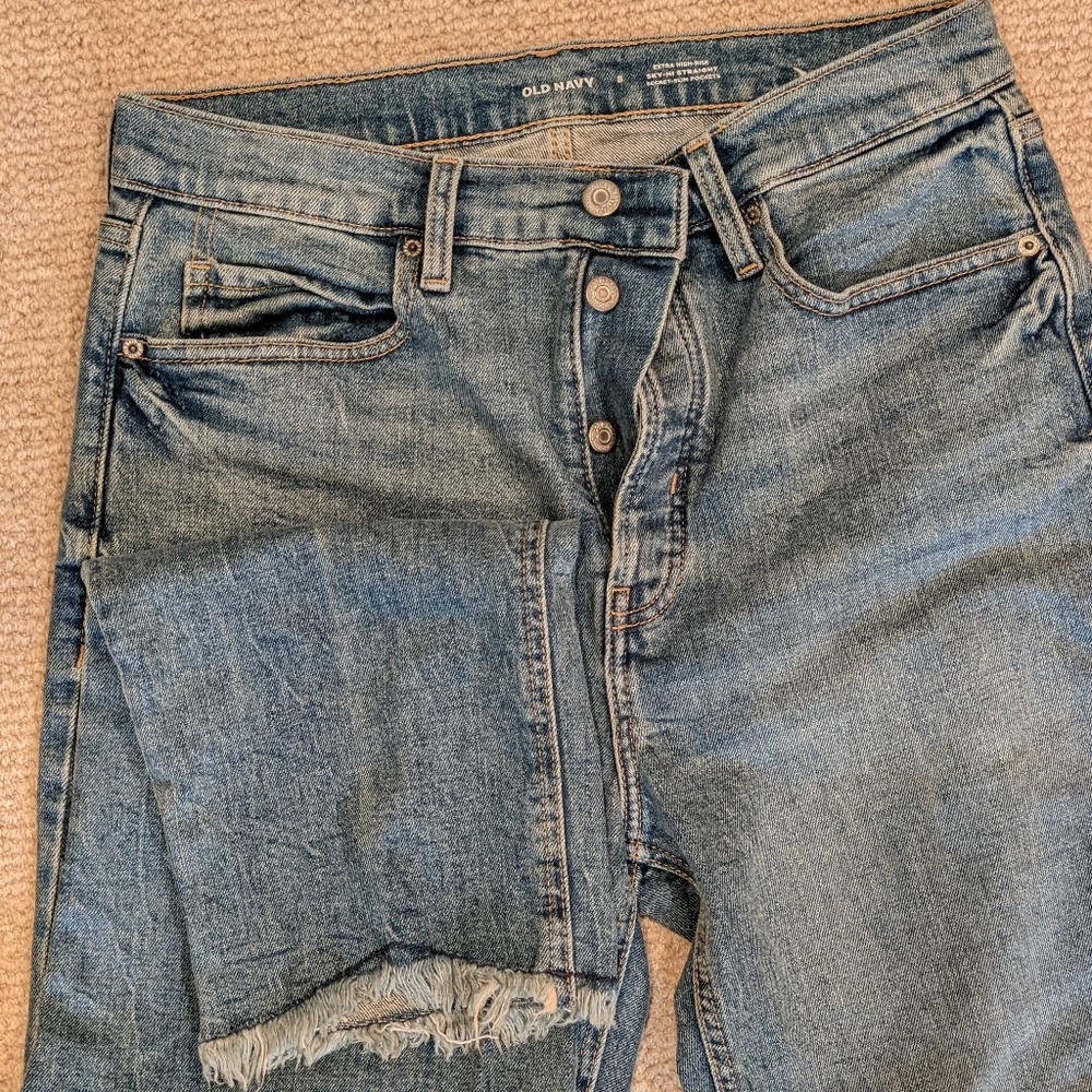 Old Navy extra high rise sky hi straight secret slim pockets